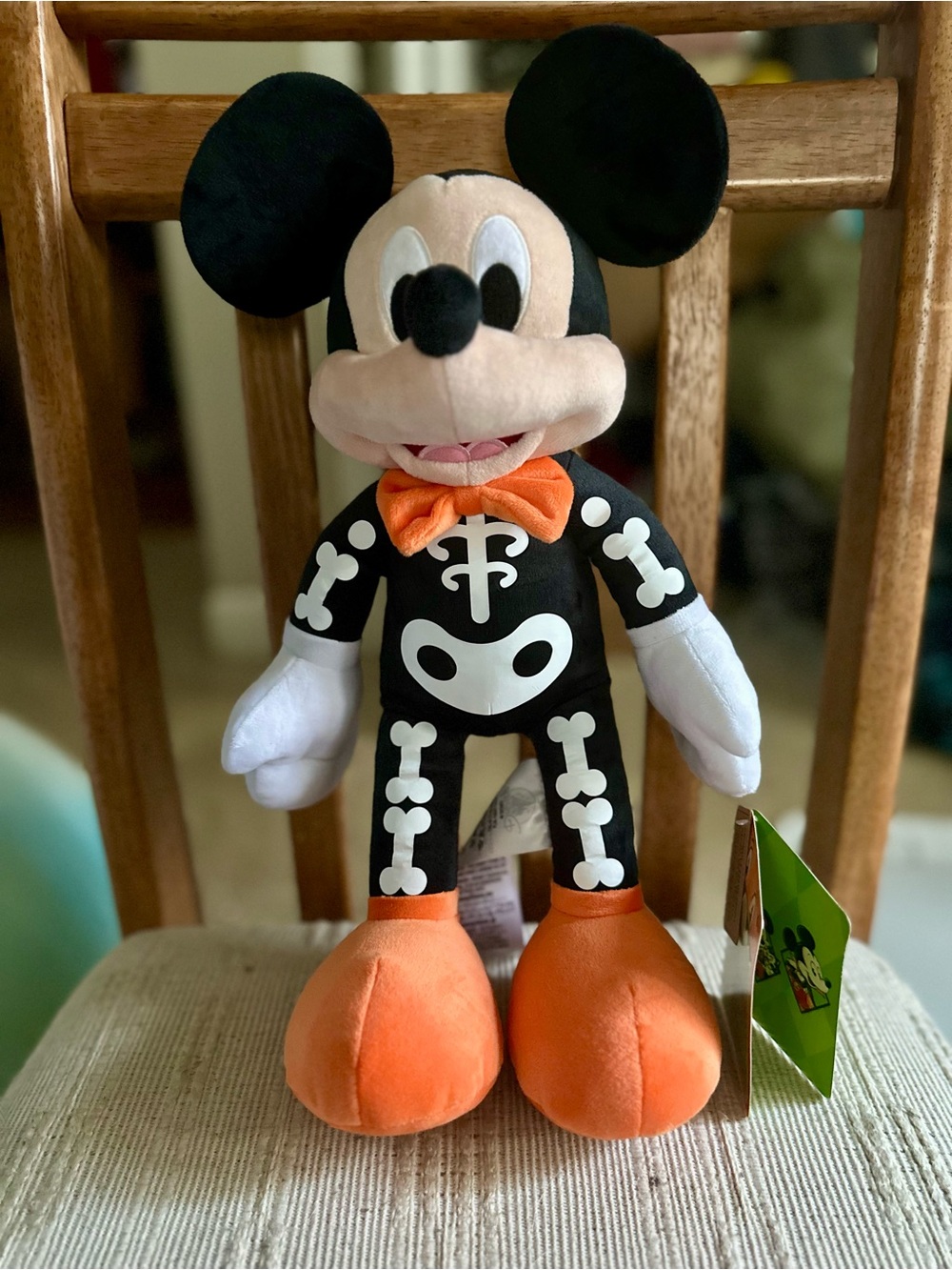 Disney Halloween Black & Orange Mickey Mouse Skeleton Plush